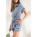 Blu Pepper Women's Collared Short Sleeve Romper