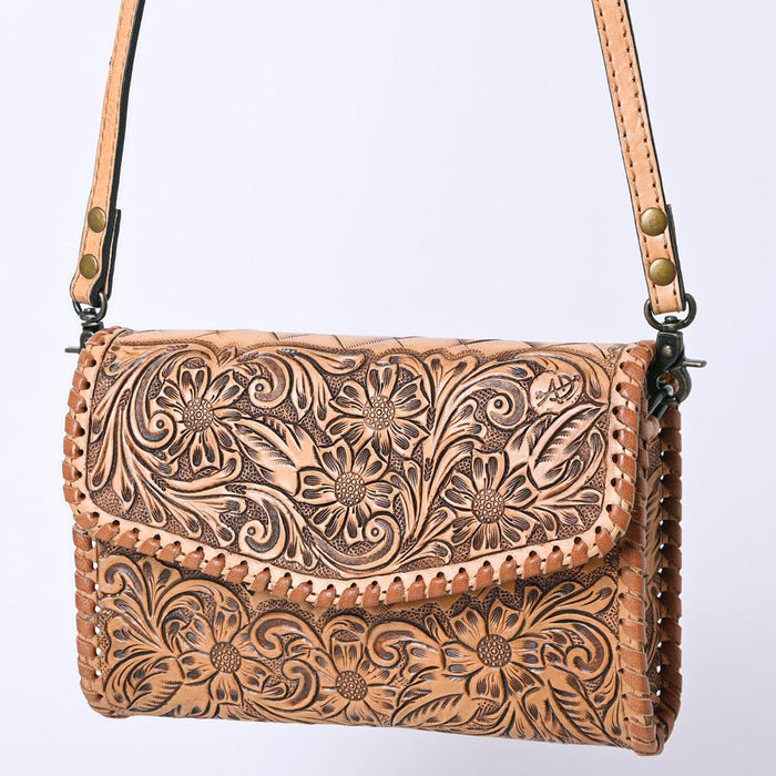 Tooled Tan Cross Body