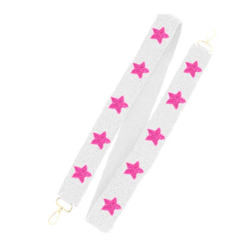 Viv And Lou Pink Stars Beaded Crossbody Strap