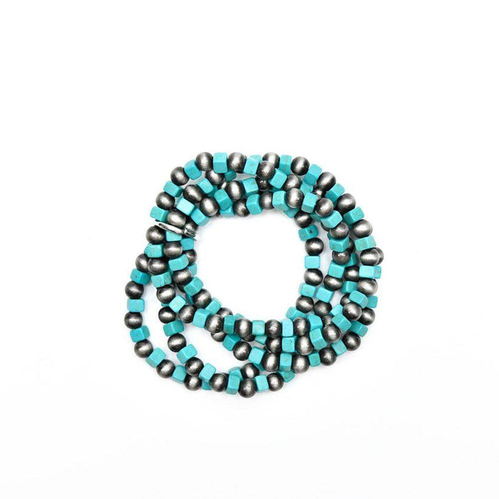 West And Company Turquoise Faux Navajo Pearl Beaded Stretch Bracelet