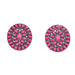 Large Silver Pink Cluster Earrings