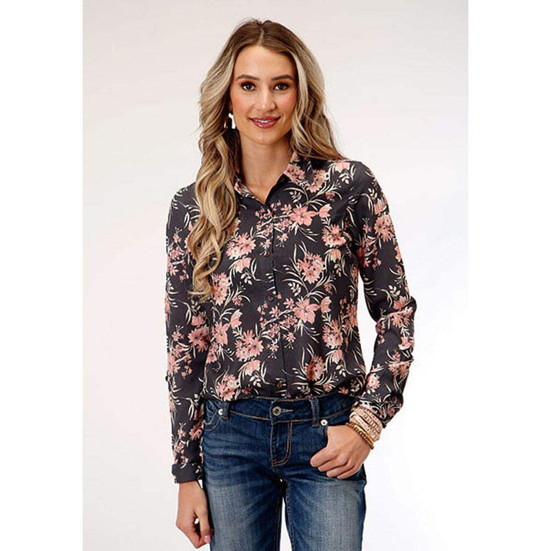 Women's Coral Floral Print Western Shirt