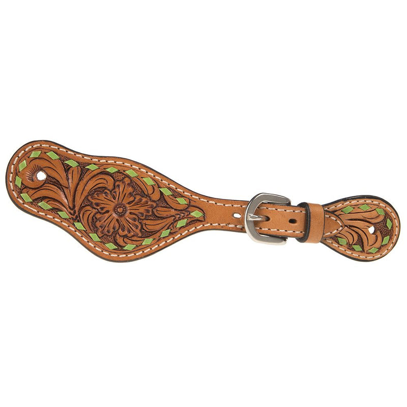Youth Floral Spur Strap with Buckstitching