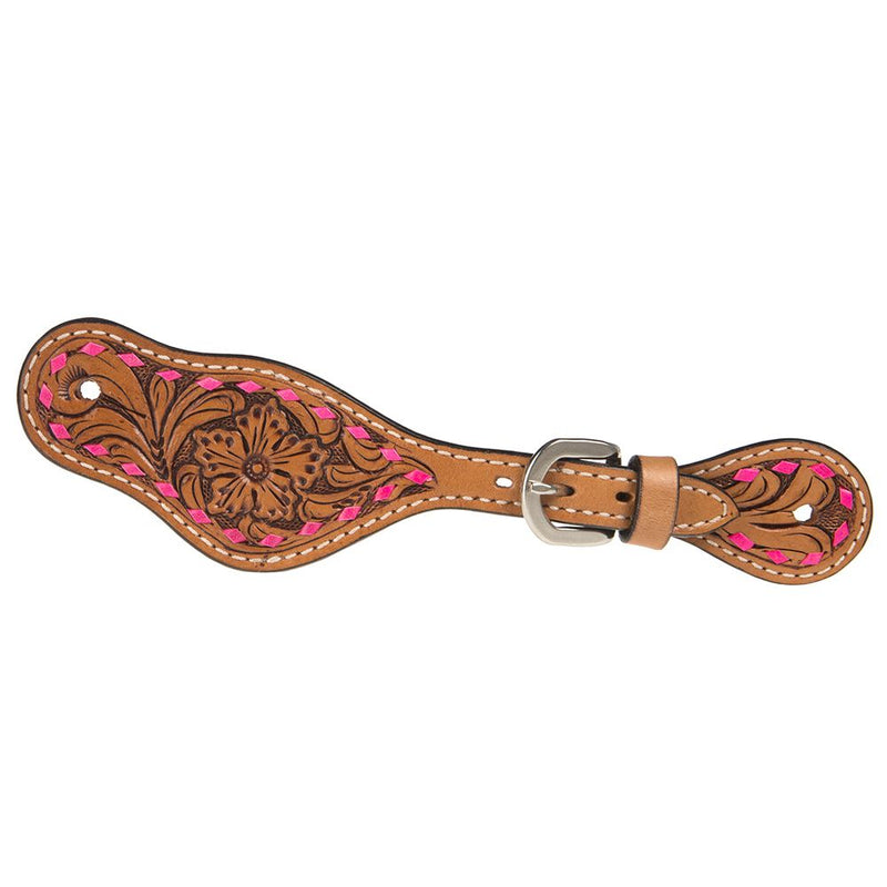 Youth Floral Spur Strap with Buckstitching