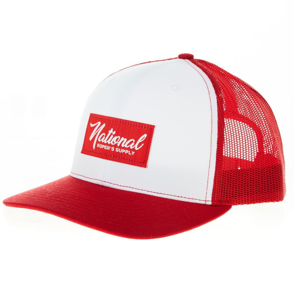 NRS National Ropers Supply White and Red Cap