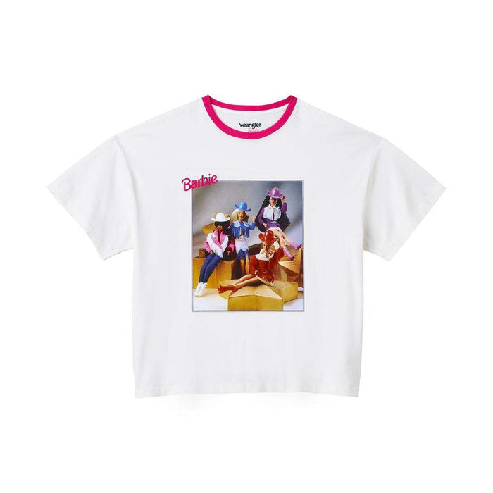 Wrangler x Barbie Women's Girlfriend Ringer White T-Shirt