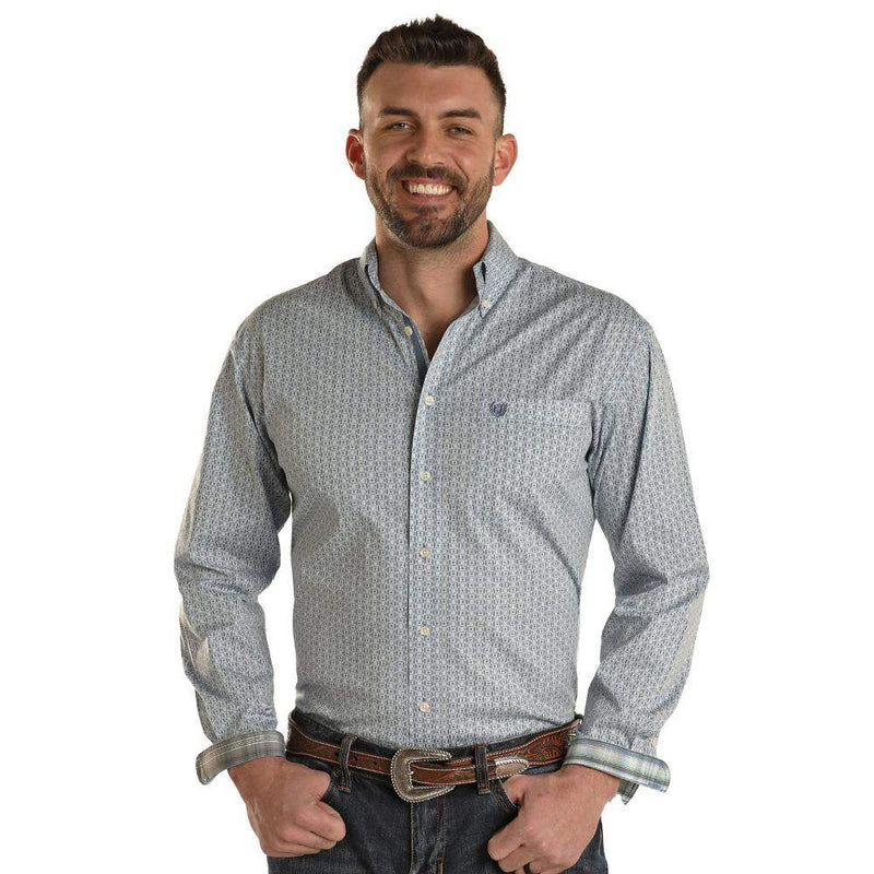 Panhandle Mens Long Sleeve Print Button Down Shirt