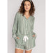 Pj Salvage Womens Green Stipe PJ Short Set