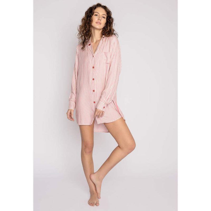 Pj Salvage Womens Rust Stripe Night Shirt