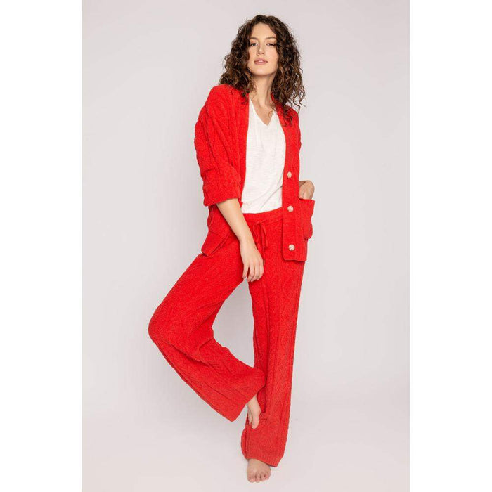 Pj Salvage Women's Red Cable Lounge Cardigan