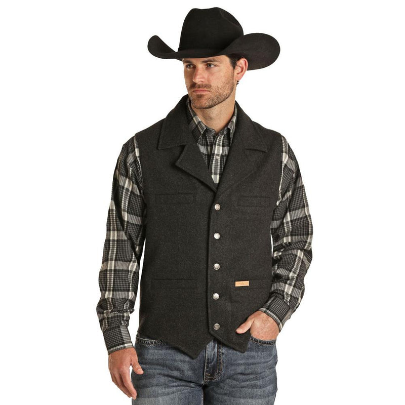 Powder River Men's Black Solid Montana Vest