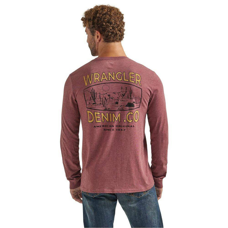 Wrangler Men's Burgundy Long Sleeve T-shirt