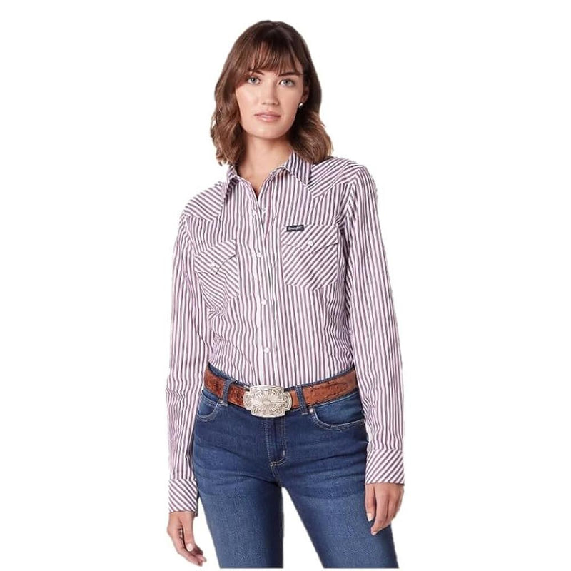 Women's Red Stripe All Occasion Snap Long Sleeve Shirt