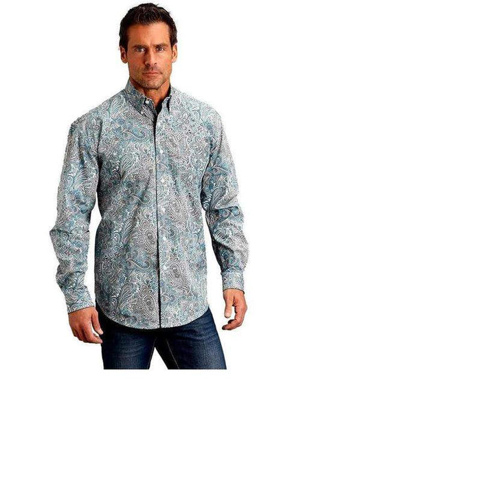 Stetson Apparel Mens Green Paisley Button Shirt