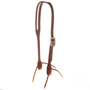5/8 Inch Slot Ear Headstall with Floral Rectangle Scroll Buckle