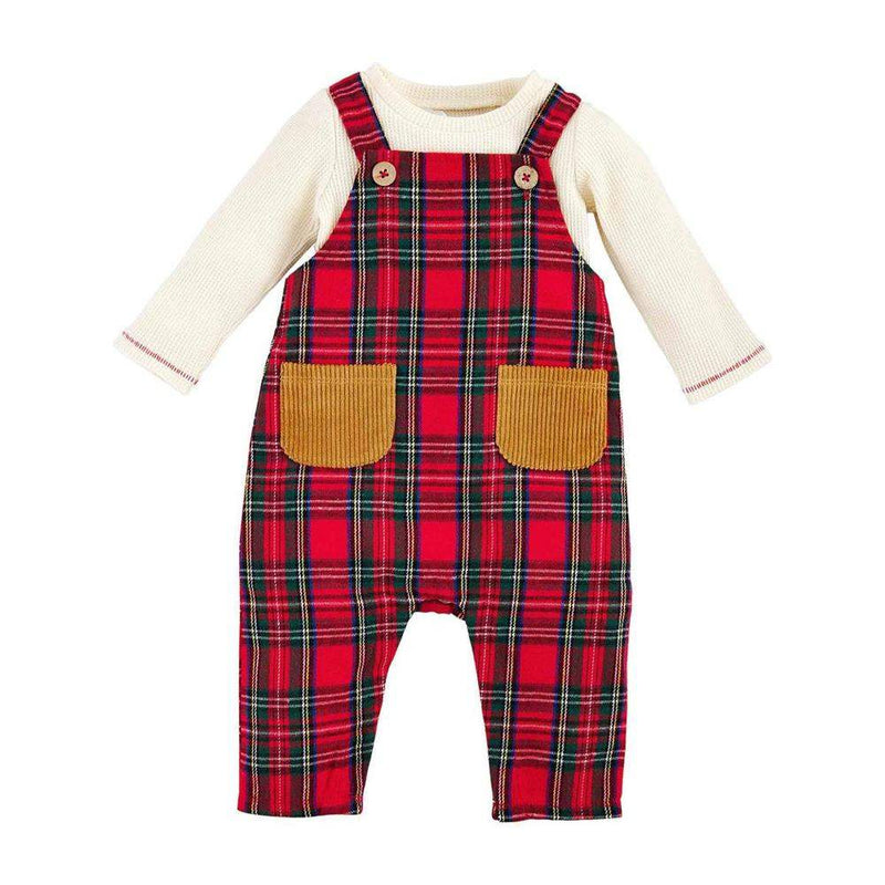 Mud Pie Tartan Overall Set
