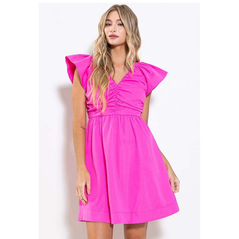 Ces Femme Womens Pink Solid Poplin Mini Dress