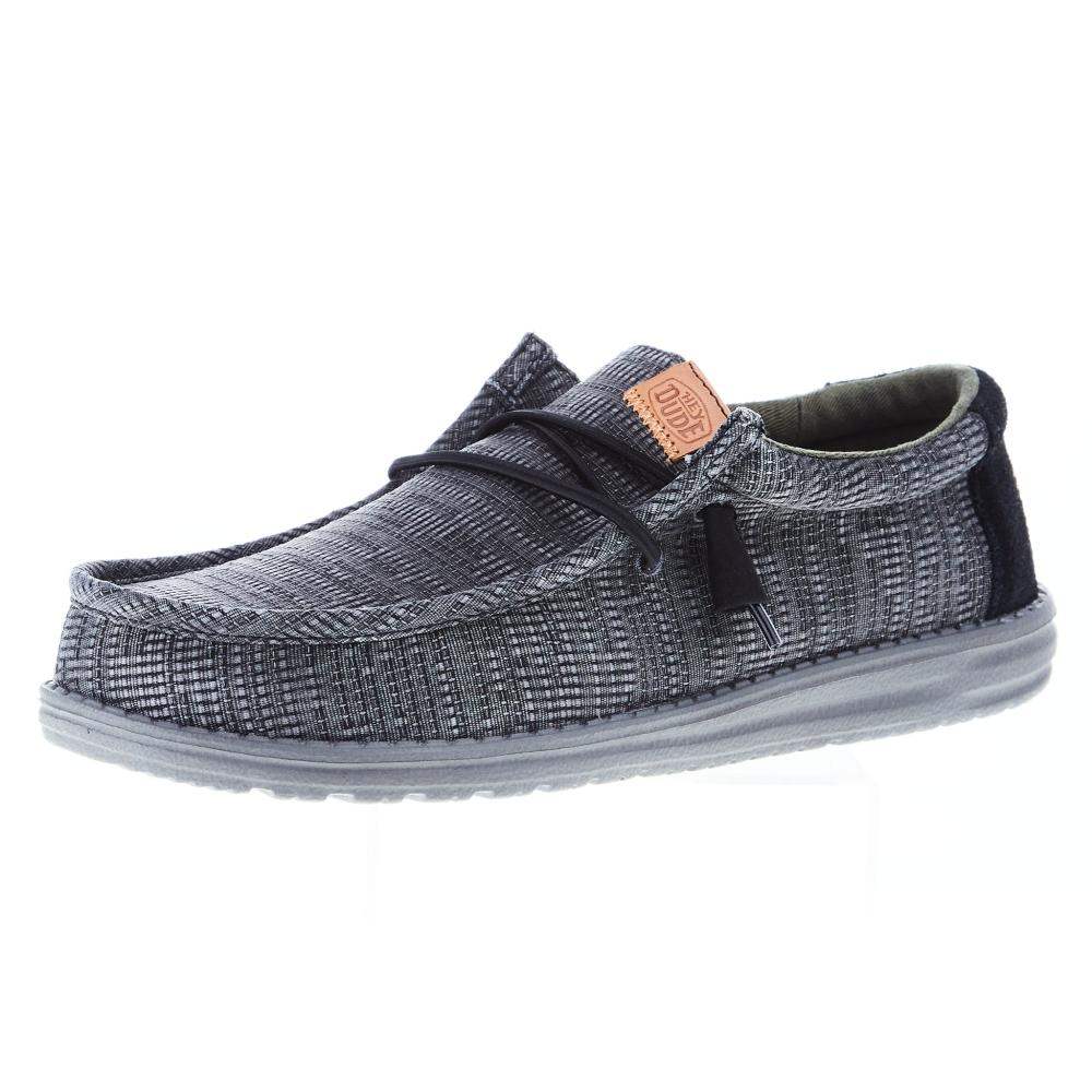 Hey Dude Men's Wally Grid Black Casual Shoe