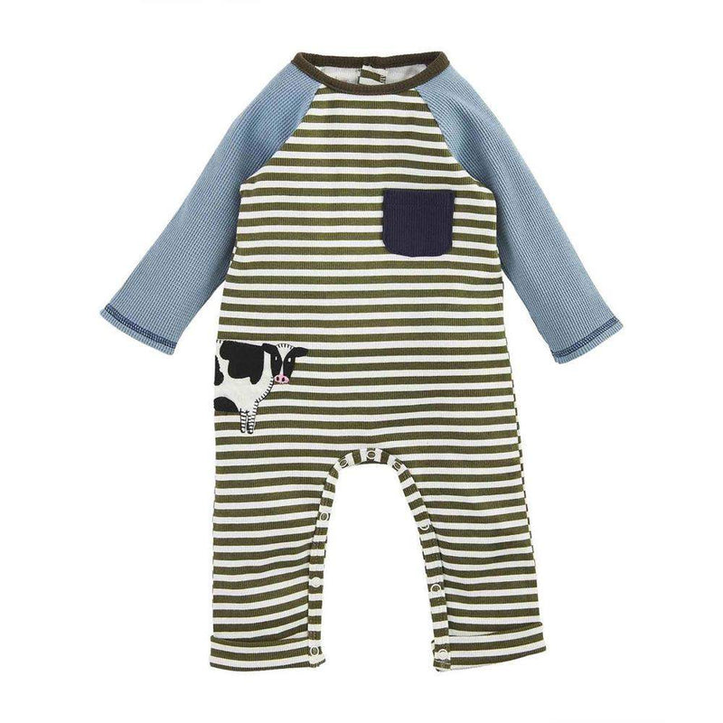 Mud Pie Boys Striped Cow One Piece