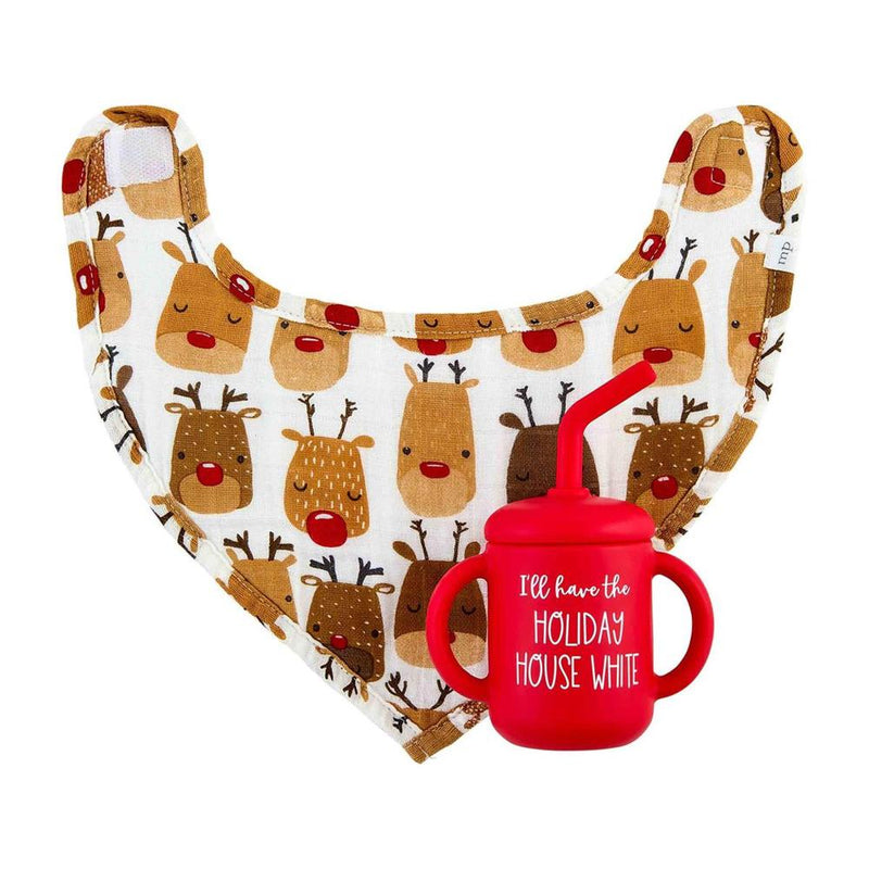 Christmas Bib with Red Sippy Cup