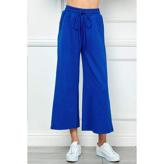 See And Be Seen Womens Royal Blue Wide Leg Cropped Pants