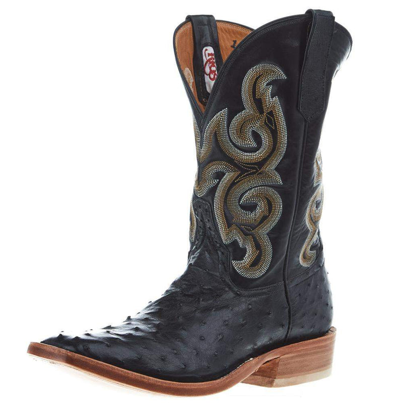 Rios Of Mercedes Men`s Black FQ Ostrich 11in Black Calf Top Square Toe