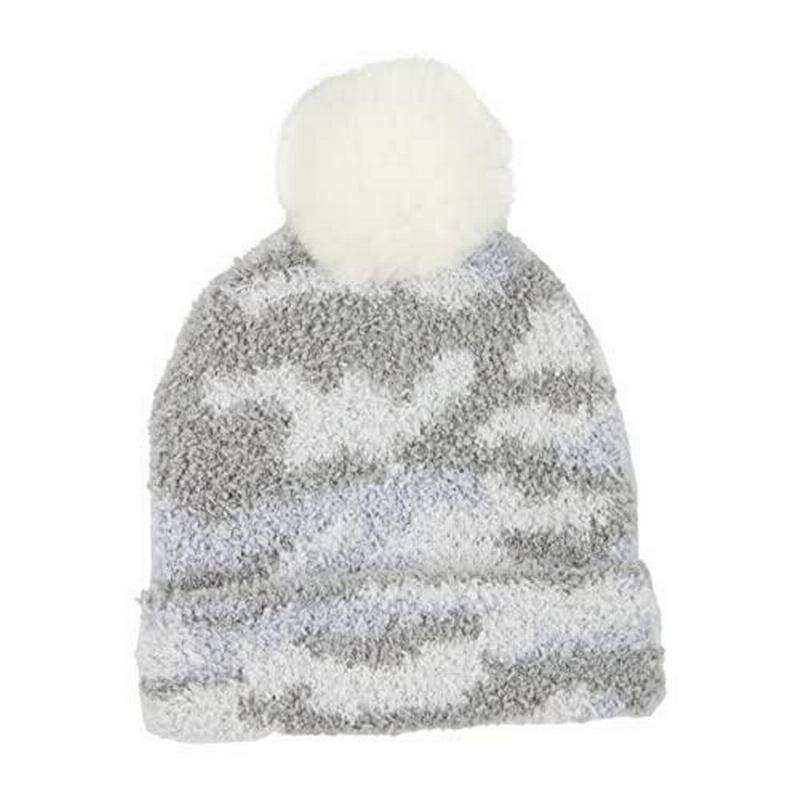 Mud Pie Infant White Camo Chenille Beanie