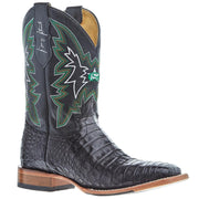 Mens George Strait Haggard Black Caiman 11in Black Cowhide Top Boot