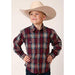 Roper Apparel Boys Wine Plaid Snap Shirt