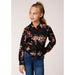 Roper Apparel Girls Retro Rodeo Print Long Sleeve Western Shirt