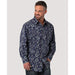 Wrangler Men's Way Out West Navy Bloom Long Sleeve Snap Shirt