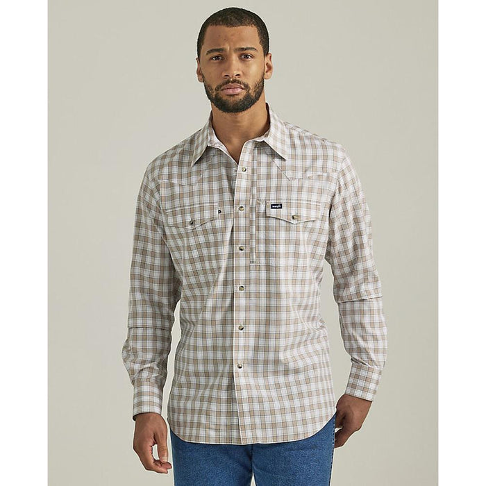Wrangler Mens Retro Long Sleeve Plaid Shirt Off White Size 2XT