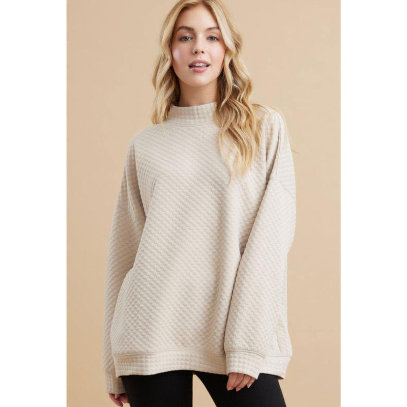 Womens Beige Textured Top