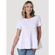 Women's White Short Sleeve Essential Knit