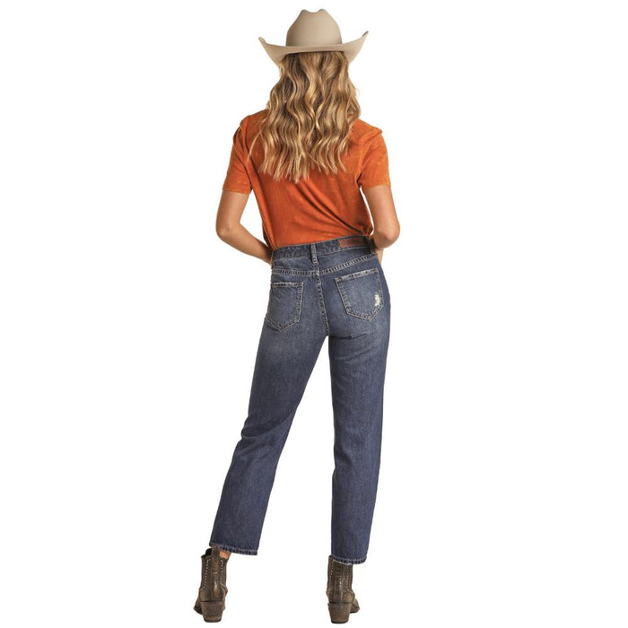 and Women's Distressed Crop Jean