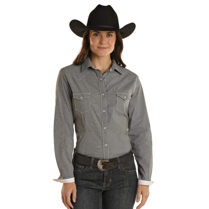 Women's Long Sleeve Charcoal Tech Snap