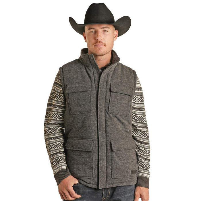 Rock & Roll Denim Mens Melange Knit Puffer Vest