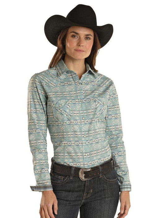 Panhandle Womens Distress South West Long Sleeve Snap