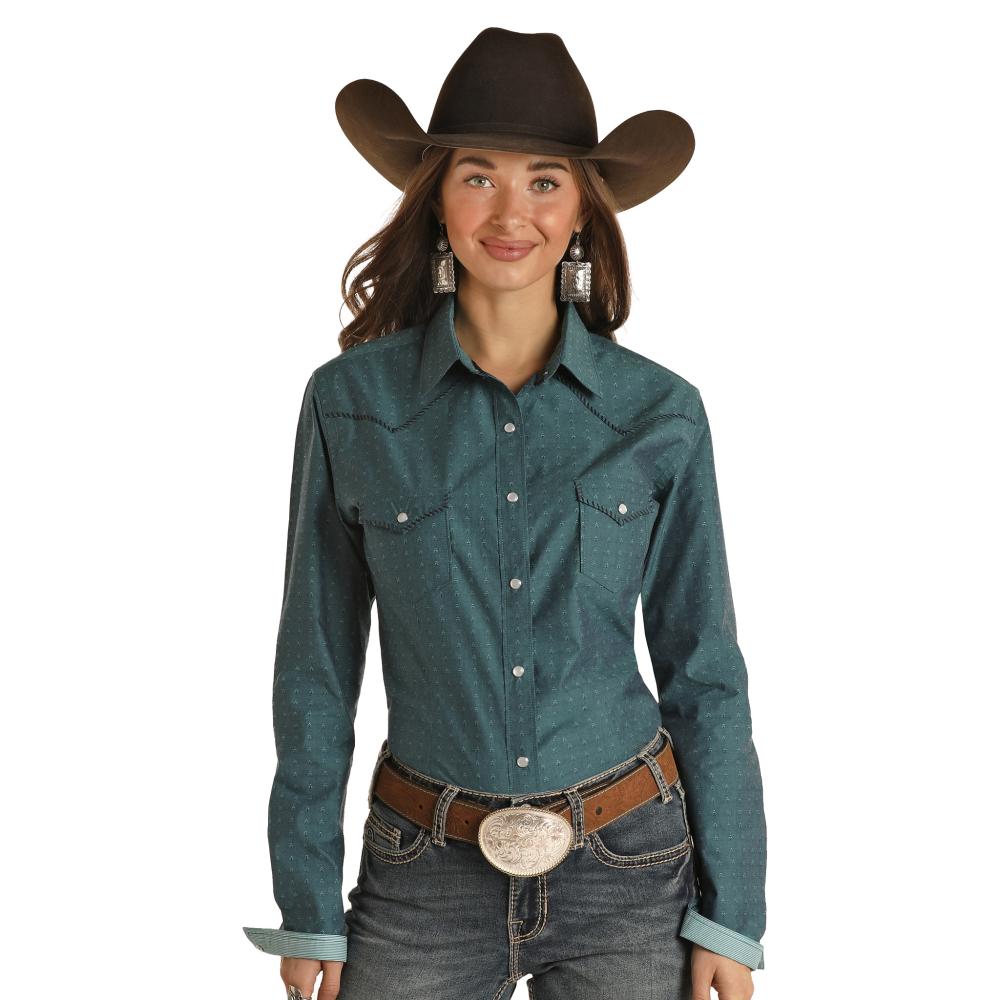 Panhandle Women's Long Sleeve Turquoise Shirt