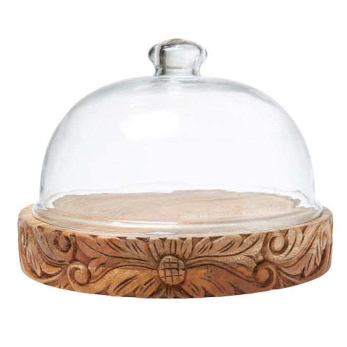 Glass Dome with Carved Base
