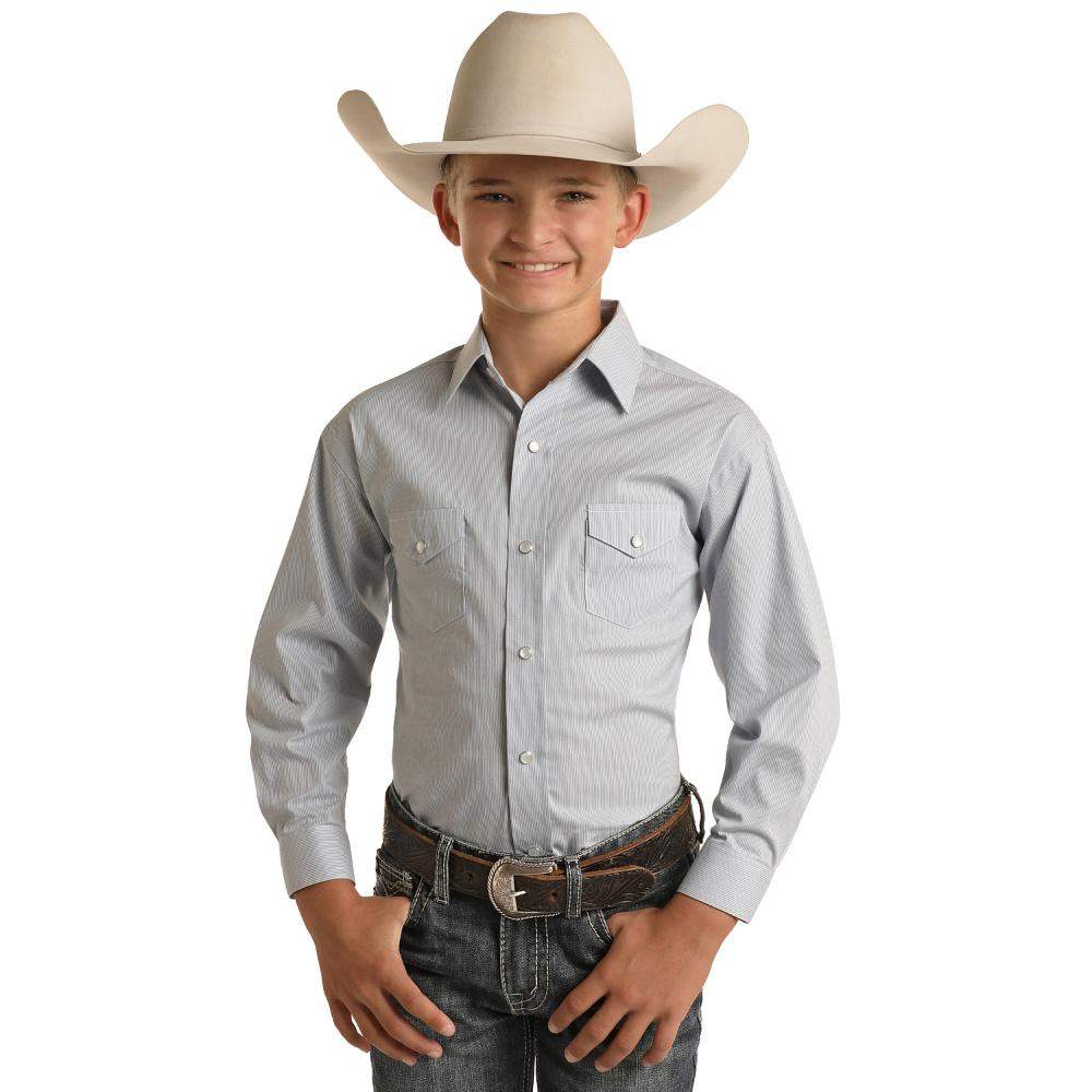 Panhandle Boys Long Sleeve Micro Stripe Snap