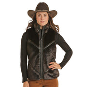 Panhandle Womens Reversible Fur Nylon Vest