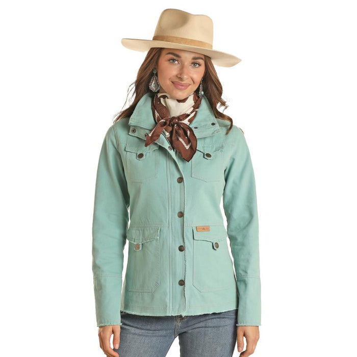 Women's Aquamarine Cotton Canvas Jacket