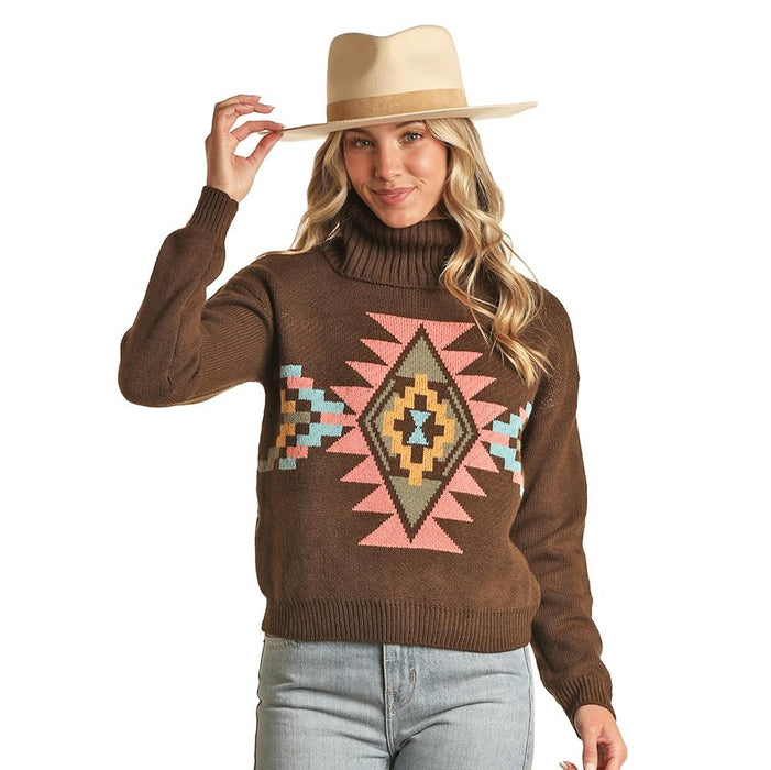 Women's Turtleneck Aztec Sweater