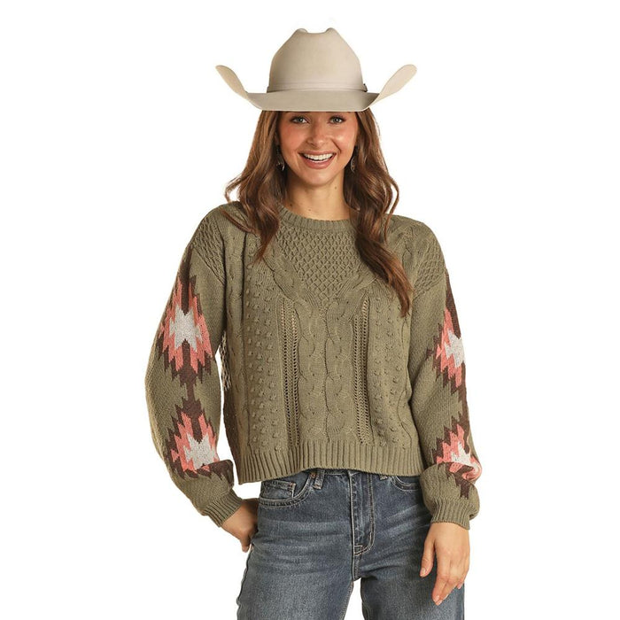 Women's Sweater with Aztec on Sleeve