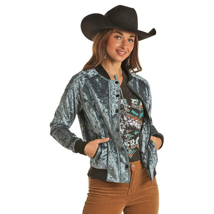 Rock & Roll Denim Women's Velour Bomber Jacket