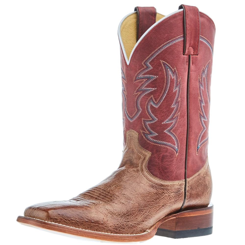 Justin Boot Company Men's McLane Tan Smooth Ostrich Vamp 11 Red Cowhid