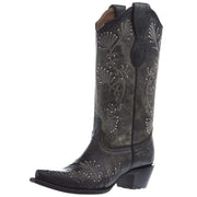 Circle G Women's Black Embroidery 13 Top Snip Toe Cowgirl Boot