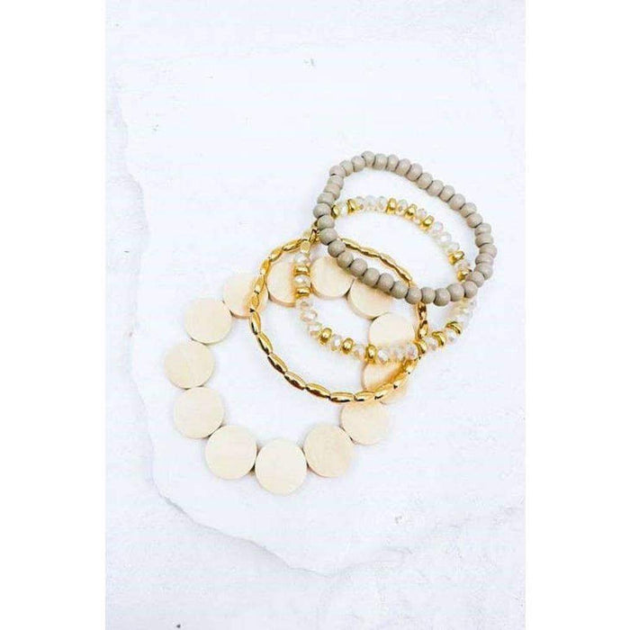 Southern Seoul Accessories Natural Mixed 4pc Stretch Bracelet Set