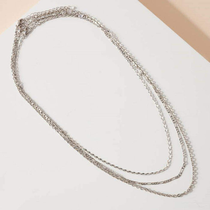 La Joul Figaro Silver yered Chain Necklace